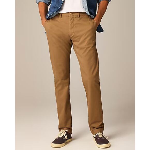 NWOT J. Crew Men’s 35X32 484 River Brown Slim-fit stretch‎ chino pant - Picture 1 of 6